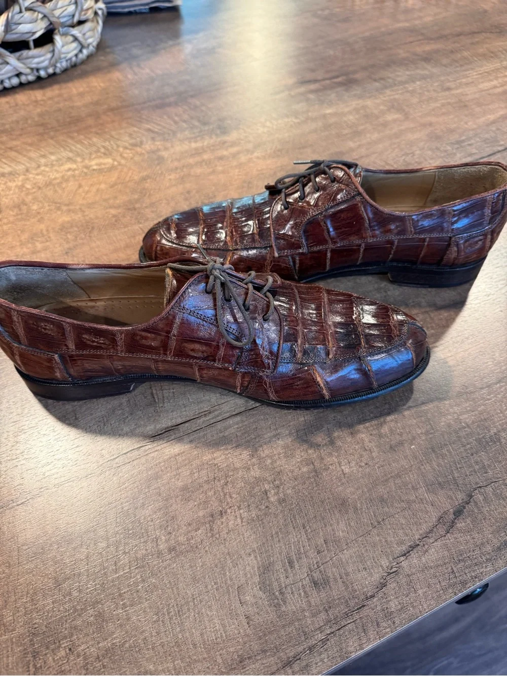 Belvedere Florence Men’s 11 M Genuine Crocodile Leather Brown Oxford Shoes Italy